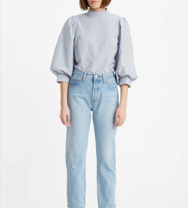 Levi's - Lichtblauwe 501 Original Cropped straight jeans