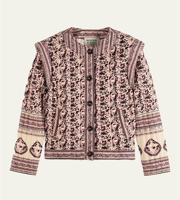 Scotch & Soda - Ecru-Roze Printed jas